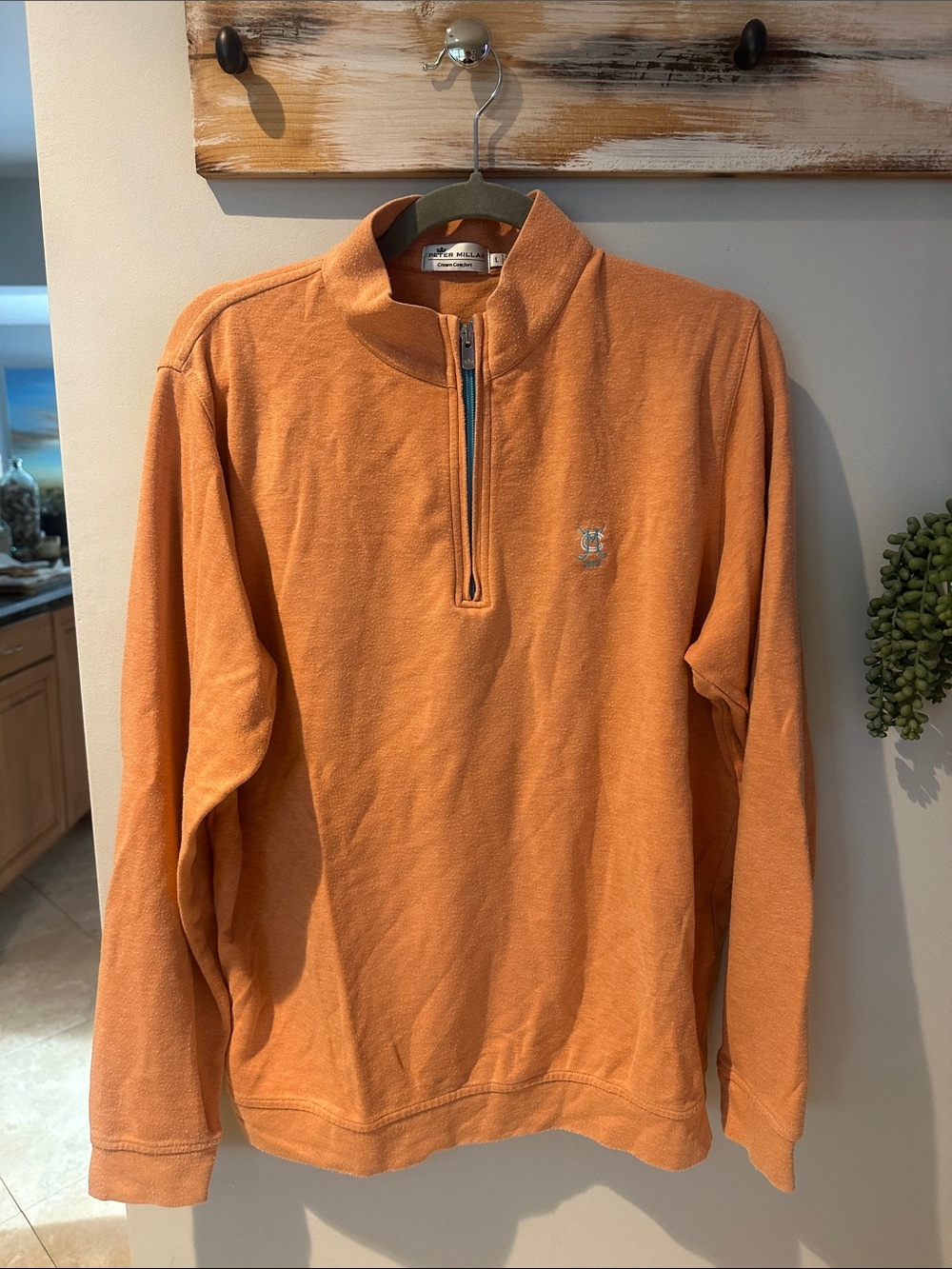 Peter Millar Orange Men's Quarter-Zip Pullover Sweater size L